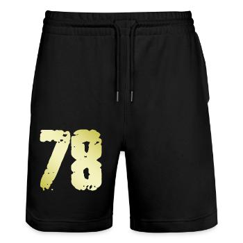 78 Number Vintage - Stanley/Stella Trainer Unisex Organic Jogging Shorts - black - Front - Nik (191cm) & Marisol (170cm)