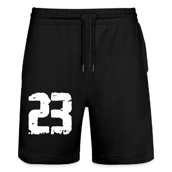 23 Number Vintage - Stanley/Stella Trainer Unisex Organic Jogging Shorts - black - Front - Nik (191cm) & Marisol (170cm)