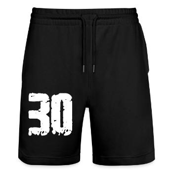 30 Number Vintage - Stanley/Stella Trainer Unisex Organic Jogging Shorts - black - Front - Nik (191cm) & Marisol (170cm)