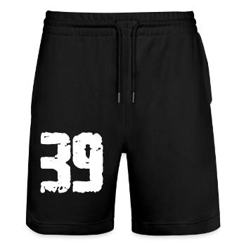 39 Number Vintage - Stanley/Stella Trainer Unisex Organic Jogging Shorts - black - Front - Nik (191cm) & Marisol (170cm)
