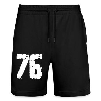 76 Zahl Vintage - Stanley/Stella Unisex Bio Joggingshorts Trainer  - Schwarz - Vorne - Nik (191cm) & Marisol (170cm)