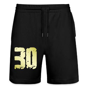 30 Number Vintage - Stanley/Stella Trainer Unisex Organic Jogging Shorts - black - Front - Nik (191cm) & Marisol (170cm)