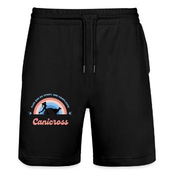 Canicross canimarche femme complicité chien - Short de jogging bio TRAINER Stanley/Stella unisexe - noir - Devant - Nik (191cm) & Marisol (170cm)