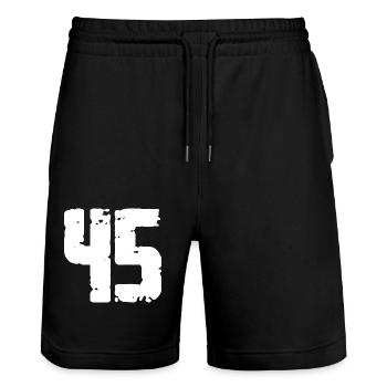 45 Zahl Vintage - Stanley/Stella Unisex Bio Joggingshorts Trainer  - Schwarz - Vorne - Nik (191cm) & Marisol (170cm)
