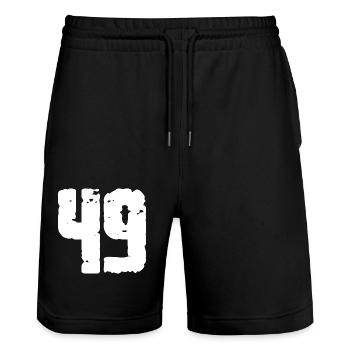 49 Number Vintage - Stanley/Stella Trainer Unisex Organic Jogging Shorts - black - Front - Nik (191cm) & Marisol (170cm)