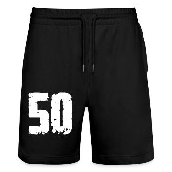 50 Number Vintage - Stanley/Stella Trainer Unisex Organic Jogging Shorts - black - Front - Nik (191cm) & Marisol (170cm)