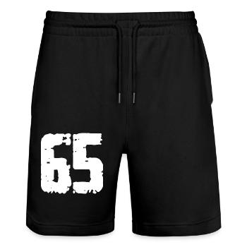 65 Number Vintage - Stanley/Stella Trainer Unisex Organic Jogging Shorts - black - Front - Nik (191cm) & Marisol (170cm)