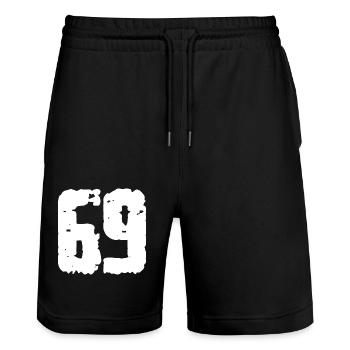 69 Number Vintage - Stanley/Stella Trainer Unisex Organic Jogging Shorts - black - Front - Nik (191cm) & Marisol (170cm)