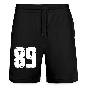 89 Number Vintage - Stanley/Stella Trainer Unisex Organic Jogging Shorts - black - Front - Nik (191cm) & Marisol (170cm)