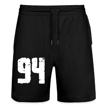 94 Number Vintage - Stanley/Stella Trainer Unisex Organic Jogging Shorts - black - Front - Nik (191cm) & Marisol (170cm)