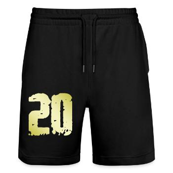 20 Zahl Vintage - Stanley/Stella Unisex Bio Joggingshorts Trainer  - Schwarz - Vorne - Nik (191cm) & Marisol (170cm)