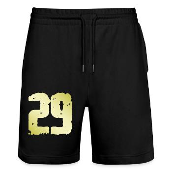 29 Zahl Vintage - Stanley/Stella Unisex Bio Joggingshorts Trainer  - Schwarz - Vorne - Nik (191cm) & Marisol (170cm)