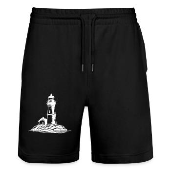 Leuchtturm Küste Symbol - Stanley/Stella Unisex Bio Joggingshorts Trainer  - Schwarz - Vorne - Nik (191cm) & Marisol (170cm)