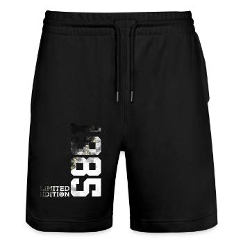 41ST BIRTHDAY LIMITED EDITION 1985 - Stanley/Stella Trainer Unisex Organic Jogging Shorts - black - Front - Nik (191cm) & Marisol (170cm)