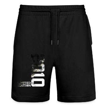 LIMITED EDITION 2010 COOL 16. GEBURTSTAG - Stanley/Stella Unisex Bio Joggingshorts Trainer  - Schwarz - Vorne - Nik (191cm) & Marisol (170cm)