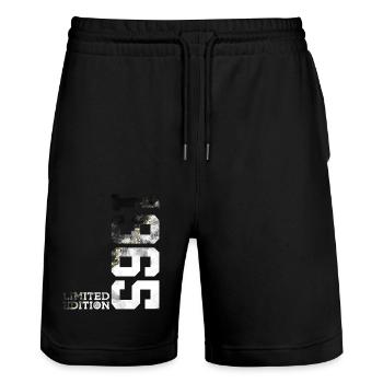 61ST BIRTHDAY LIMITED EDITION 1965 - Stanley/Stella Trainer Unisex Organic Jogging Shorts - black - Front - Nik (191cm) & Marisol (170cm)