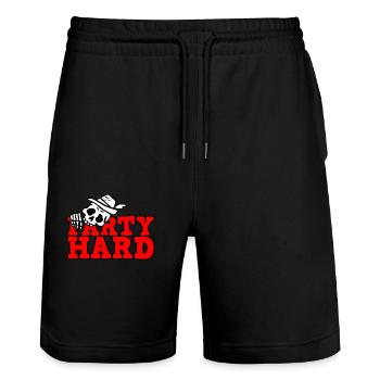 Birthday with alcohol and beer - Party Hard - Stanley/Stella Trainer Unisex Organic Jogging Shorts - black - Front - Nik (191cm) & Marisol (170cm)