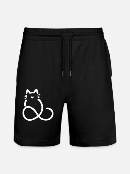infinite love heart shape cat - Stanley/Stella Trainer Unisex Organic Jogging Shorts - black