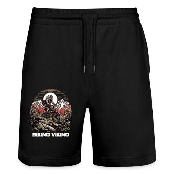 Le Viking cycliste aime le VTT - Short de jogging bio TRAINER Stanley/Stella unisexe - noir - Devant - Nik (191cm) & Marisol (170cm)