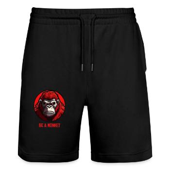 Sei ein Affe - Stanley/Stella Unisex Bio Joggingshorts Trainer  - Schwarz - Vorne - Nik (191cm) & Marisol (170cm)