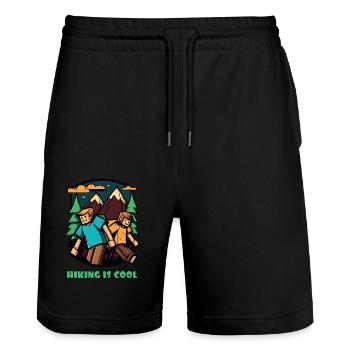 Wir lieben Wandern – Wandern ist cool - Stanley/Stella Unisex Bio Joggingshorts Trainer  - Schwarz - Vorne - Nik (191cm) & Marisol (170cm)