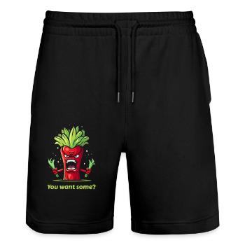 Légumes rouges en colère - Short de jogging bio TRAINER Stanley/Stella unisexe - noir - Devant - Nik (191cm) & Marisol (170cm)