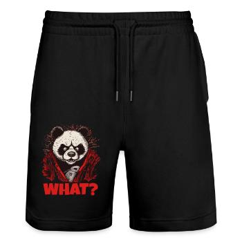 Wütender Pandabär - Stanley/Stella Unisex Bio Joggingshorts Trainer  - Schwarz - Vorne - Nik (191cm) & Marisol (170cm)