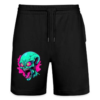 Wütende Alien-Invasion - Stanley/Stella Unisex Bio Joggingshorts Trainer  - Schwarz - Vorne - Nik (191cm) & Marisol (170cm)