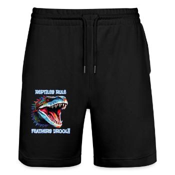 Reptile Head, Reptiles Rule, Feathers drool - Stanley/Stella Trainer Unisex Organic Jogging Shorts - black - Front - Nik (191cm) & Marisol (170cm)