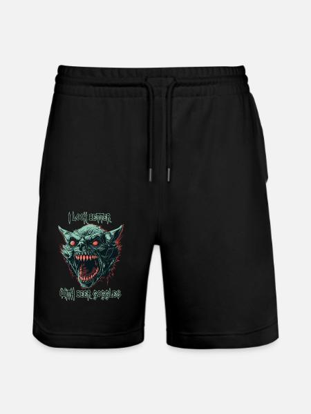 Dämonen-Ghul-Bierbrille - Stanley/Stella Unisex Bio Joggingshorts Trainer - Schwarz