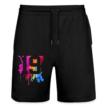 19 YEARS 19TH BIRTHDAY - Stanley/Stella Trainer Unisex Organic Jogging Shorts - black - Front - Nik (191cm) & Marisol (170cm)