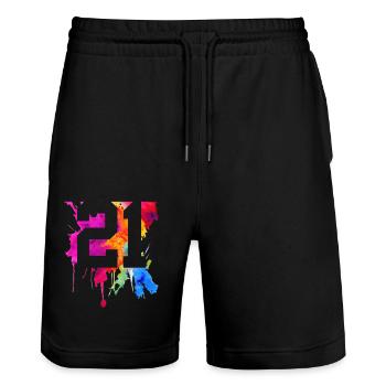 21 JAHRE 21. GEBURTSTAG - Stanley/Stella Unisex Bio Joggingshorts Trainer  - Schwarz - Vorne - Nik (191cm) & Marisol (170cm)