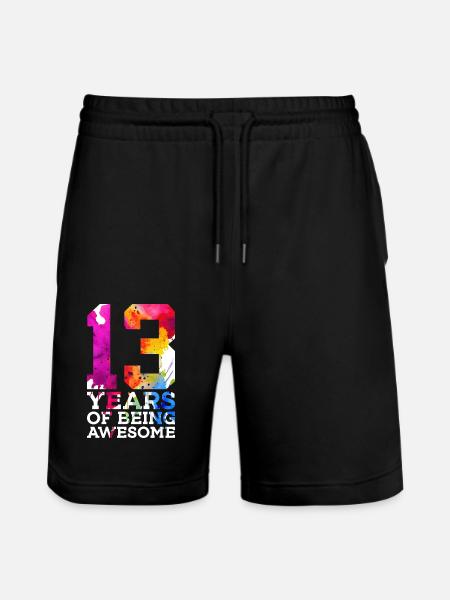 13 YEARS OF BEING AWESOME 13. GEBURTSTAG - Stanley/Stella Unisex Bio Joggingshorts Trainer - Schwarz