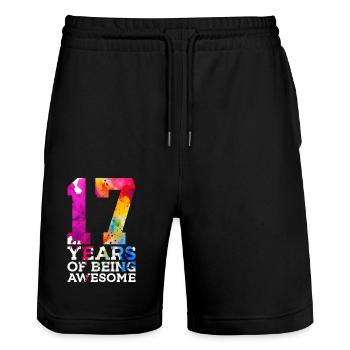 17 YEARS OF BEING AWESOME 17TH BIRTHDAY - Stanley/Stella Trainer Unisex Organic Jogging Shorts - black - Front - Nik (191cm) & Marisol (170cm)