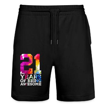 21 YEARS OF BEING AWESOME 21ST BIRTHDAY - Stanley/Stella Trainer Unisex Organic Jogging Shorts - black - Front - Nik (191cm) & Marisol (170cm)