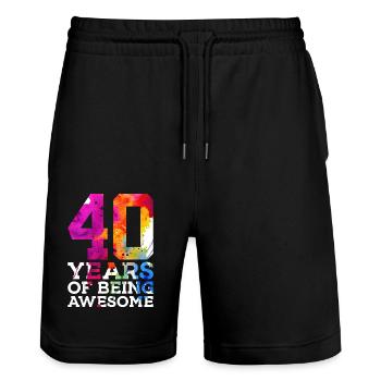 40 YEARS OF BEING AWESOME 40TH BIRTHDAY - Stanley/Stella Trainer Unisex Organic Jogging Shorts - black - Front - Nik (191cm) & Marisol (170cm)