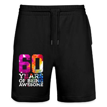 60 YEARS OF BEING AWESOME 60TH BIRTHDAY - Stanley/Stella Trainer Unisex Organic Jogging Shorts - black - Front - Nik (191cm) & Marisol (170cm)