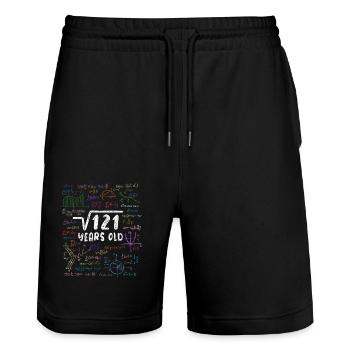 Racine de 121 = 11e anniversaire - cadeau - Short de jogging bio TRAINER Stanley/Stella unisexe - noir - Devant - Nik (191cm) & Marisol (170cm)