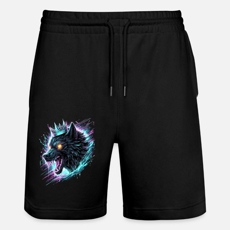 Königlicher Wolf Synthwave - Stanley/Stella Unisex Bio Joggingshorts Trainer  - Schwarz