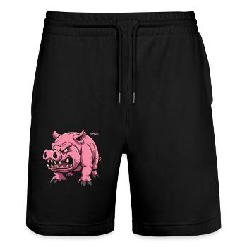 Cute Pet Pig - Stanley/Stella Trainer Unisex Organic Jogging Shorts - black - Front - Nik (191cm) & Marisol (170cm)