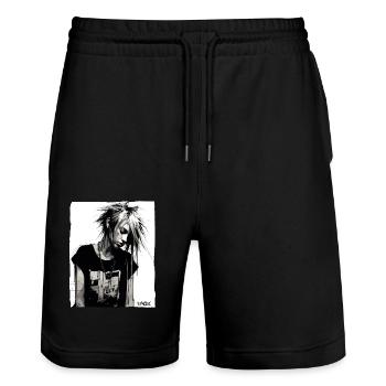 Punk Mädchen - Stanley/Stella Unisex Bio Joggingshorts Trainer  - Schwarz - Vorne - Nik (191cm) & Marisol (170cm)