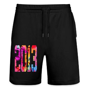 BUNT 13TH BIRTHDAY 2013 - Stanley/Stella Trainer Unisex Organic Jogging Shorts - black - Front - Nik (191cm) & Marisol (170cm)