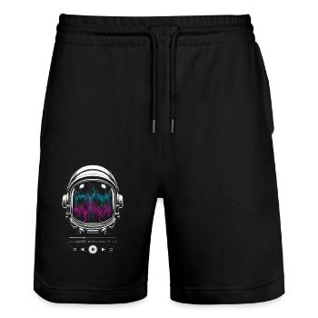 Astronaut Soundtrack Weltraum - Stanley/Stella Unisex Bio Joggingshorts Trainer  - Schwarz - Vorne - Nik (191cm) & Marisol (170cm)