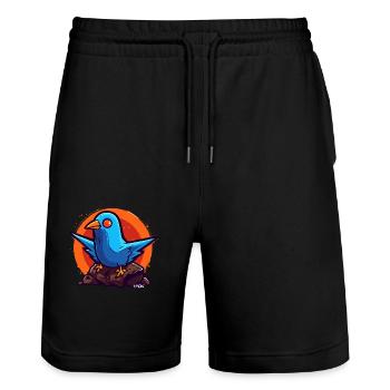 Friedenstaube - Stanley/Stella Unisex Bio Joggingshorts Trainer  - Schwarz - Vorne - Nik (191cm) & Marisol (170cm)