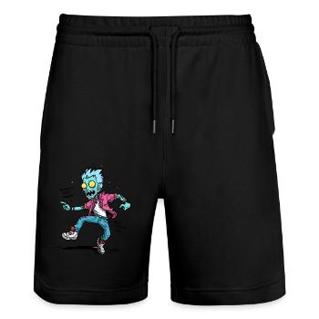 Punk ist nicht tot, aber ich: Punker Zombie - Stanley/Stella Unisex Bio Joggingshorts Trainer  - Schwarz - Vorne - Nik (191cm) & Marisol (170cm)