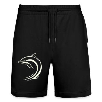 Minimal Dolphin - Stanley/Stella Trainer Unisex Organic Jogging Shorts - black - Front - Nik (191cm) & Marisol (170cm)