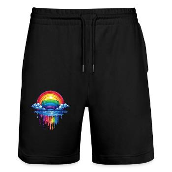 Wolken- und Regenbogen-Portal - Stanley/Stella Unisex Bio Joggingshorts Trainer  - Schwarz - Vorne - Nik (191cm) & Marisol (170cm)