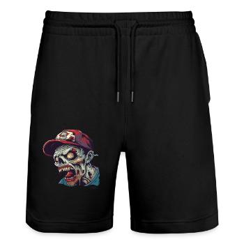 Casquette de baseball portant un zombie en colère - Short de jogging bio TRAINER Stanley/Stella unisexe - noir - Devant - Nik (191cm) & Marisol (170cm)
