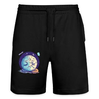 Schlafender Mond unter den Sternen - Stanley/Stella Unisex Bio Joggingshorts Trainer  - Schwarz - Vorne - Nik (191cm) & Marisol (170cm)