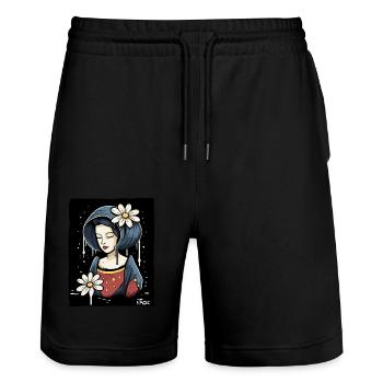 Butter-blumen-Schönheit: die weise Frau - Stanley/Stella Unisex Bio Joggingshorts Trainer  - Schwarz - Vorne - Nik (191cm) & Marisol (170cm)